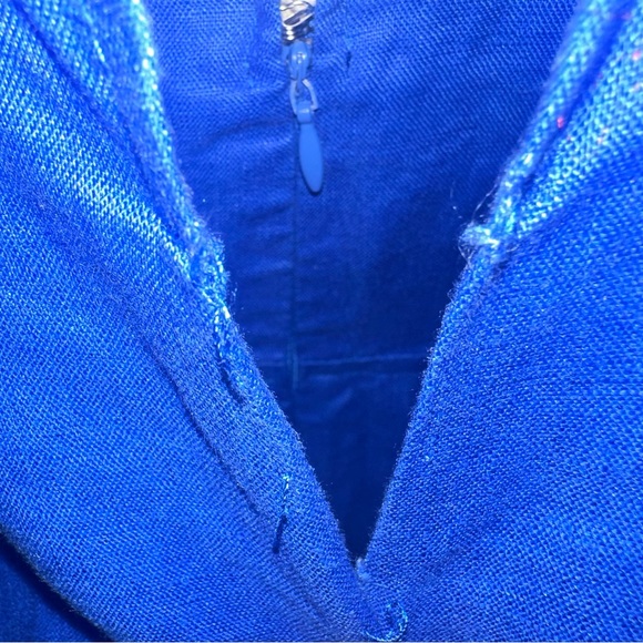 Sovere Large Linen Choker Halter Cut out Midi‎ Dress Cobalt Blue - Picture 11 of 12